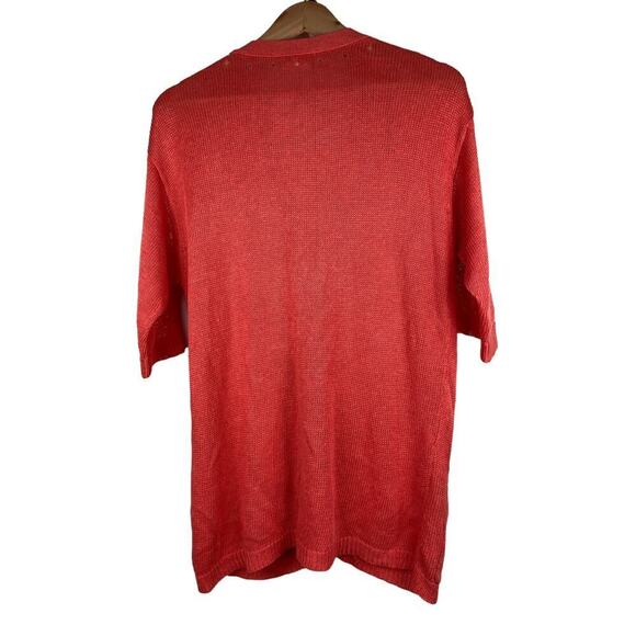 J. Jill Love Linen S Orange 100% Linen 1/2 Sleeve Duster Cardigan Sweater - Picture 3 of 7